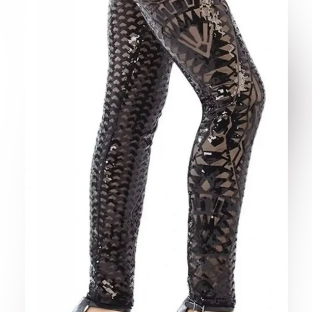 BCBGMaxAzria Black Dena Mosaic Sequence Legging Large - Picture 3 of 15